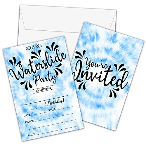 Waterslide Birthday Invitations with Envelopes - 20 Pack