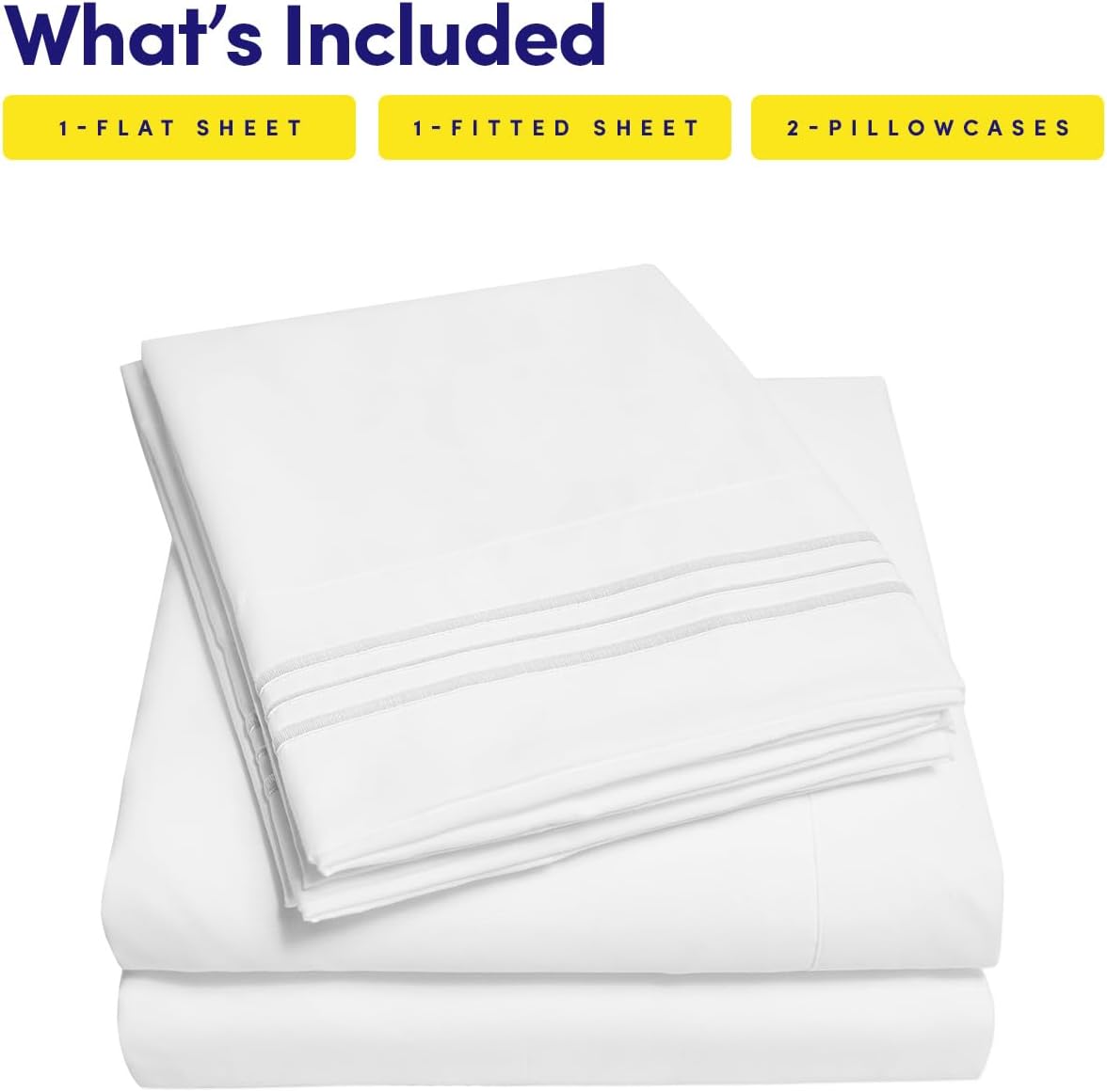 Skiennix Queen Sheet Set - Luxury White Hotel-Quality Bed Sheets with Extra Soft Pillowcases | Deep Pocket Design