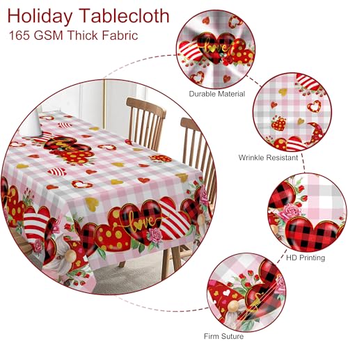 52-Inch Round Valentine's Day Tablecloth with Hearts & Roses