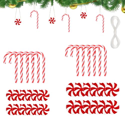 48 Pcs Christmas Candy Decorations Set - Peppermint, Candy Cane & Swirls
