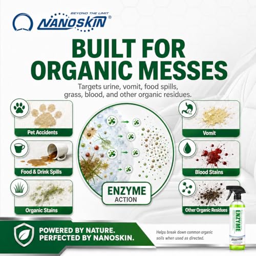 Nanoskin Enzyme Cleaner for Odor Removal, 16 Fl Oz - Multi-Surface Formula