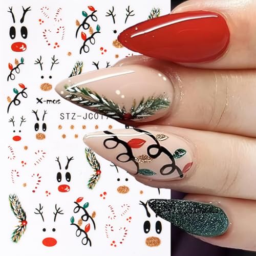 Christmas 3D Nail Art Stickers Self-Adhesive Holiday Decals 6PCS