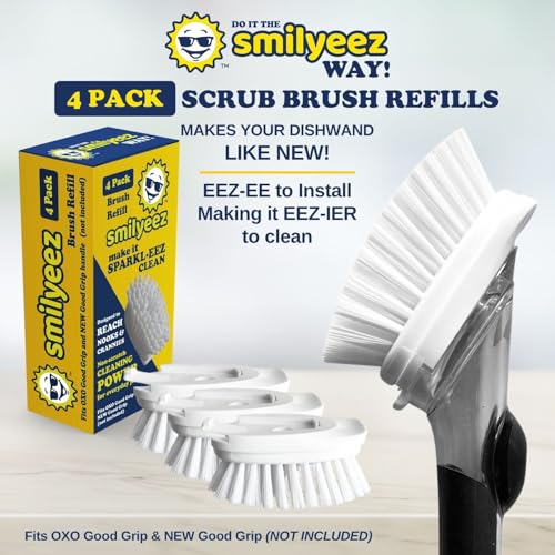 Smilyeez Replacement Brush Heads for OXO Dish Brush, 4-Pack