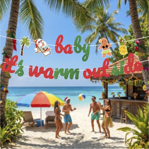 Christmas in July Banner – Tropical Beach Party Decor