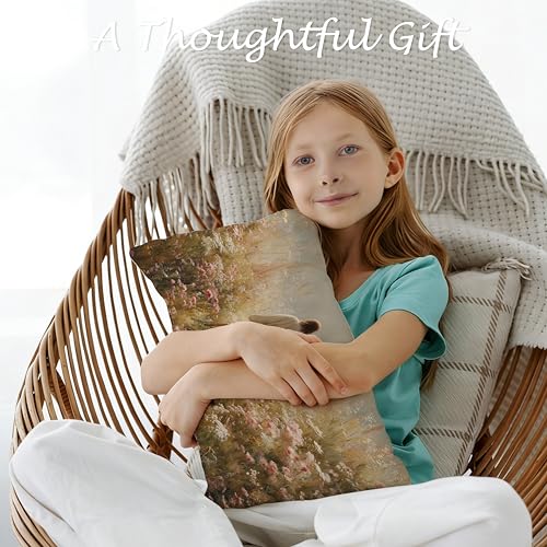 Jesus and Lamb Lumbar Pillow Cover 12x20, Soft Flannel Christian Decor