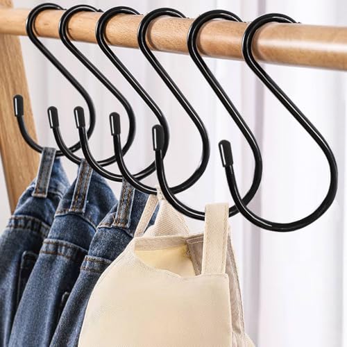 Heavy Duty 6-Inch Vinyl Coated Steel S Hooks - 4-Pack for Closet & Plant Hanging