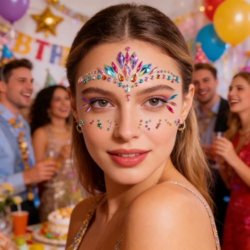 NovaPuff 3 Sets Music Festival Face Rhinestones & Gem Stickers