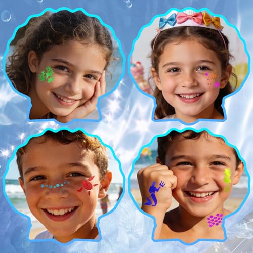 157pcs Mermaid Temporary Tattoo Stencils for Kids Body Paint