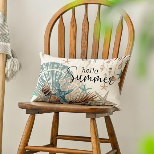 Ocean Starfish Throw Pillow Cover, 12x20 Inch Polyester for Summer Decor