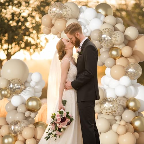 129-Piece Sand White Balloon Arch Garland Kit - Boho Party Decorations
