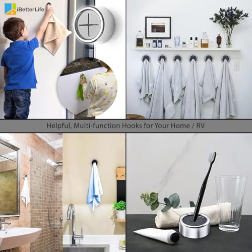 ZEZHOU Adhesive Kitchen Towel Hooks - Matte Black 4 Pack, Easy Install, Durable & Kid-Friendly