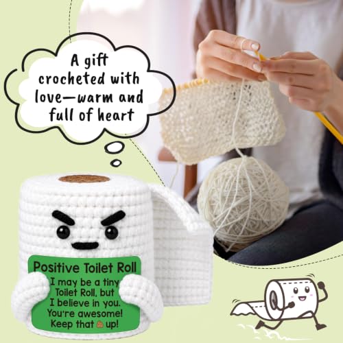 Funny Positive Crochet Gag Gift - Handmade Mini Toilet Roll