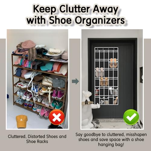 30-Pocket Over the Door Shoe Organizer - Black Hanging Rack