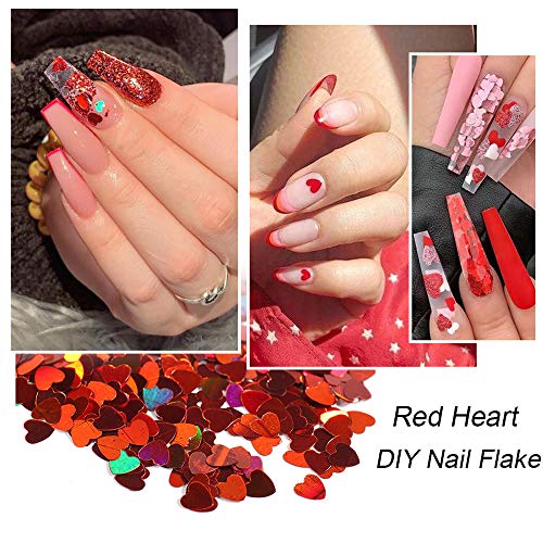 SeBeauty Red Nail Art Glitter Sequins 12-Grid 3D Valentine Charms