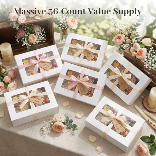 VGOODALL 6-Count Cupcake Boxes with Window - White (6-Pack Set)
