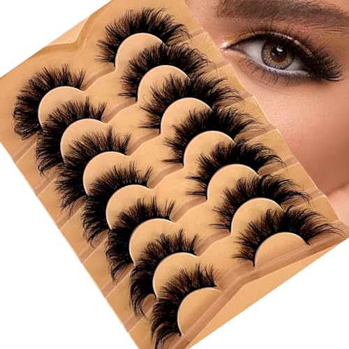 7 Pairs Wispy False Eyelashes Fluffy Faux Mink Strip Lashes