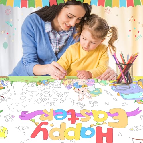 Giant Easter Coloring Poster & Tablecloth - 53x33 Inch Fun