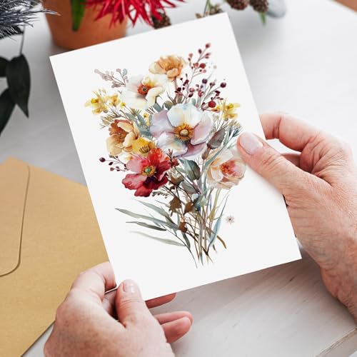24 Floral Blank Note Cards with Envelopes - 4x6 Wildflower Design for All Occasions