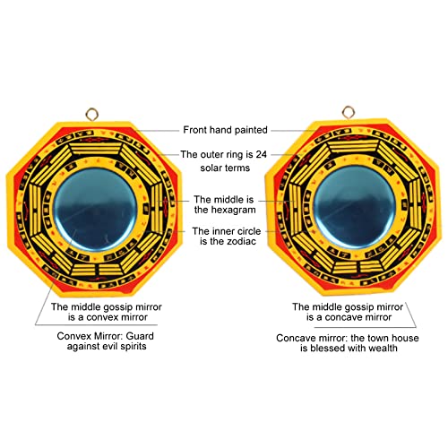 Feng Shui Bagua Wooden Concave Mirror for Outdoor Protection