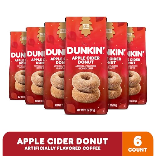 Dunkin' Apple Cider Donut Ground Coffee, Medium Roast, 11 oz (Pack of 6)