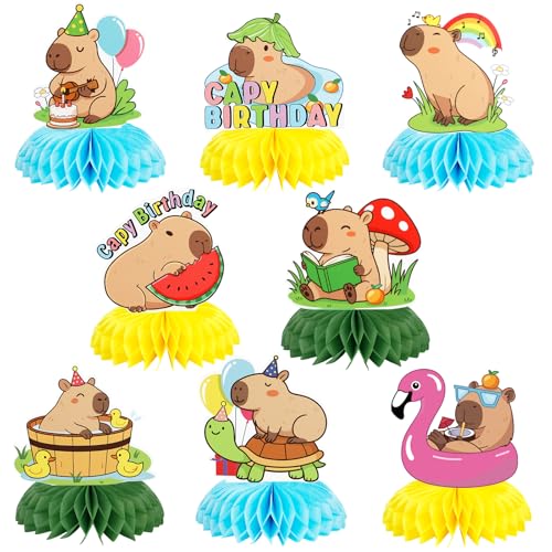 Capybara Honeycomb Centerpieces 8-Pack Party Table Decorations