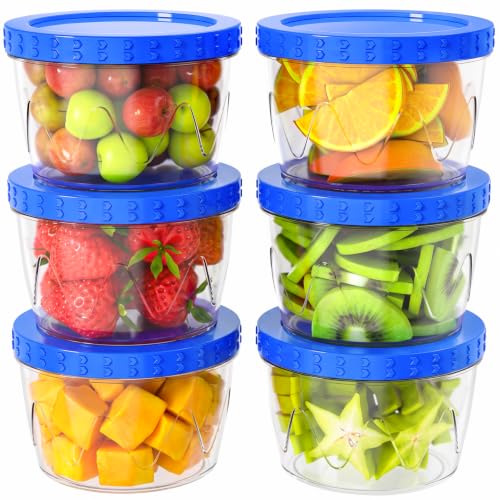 LUOFNI 6 Pack 17 Oz Blue Reusable Freezer Storage Containers - Airtight, Leakproof, BPA Free
