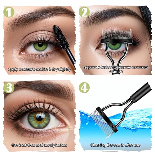 Yuomeaz 2 PCS Metal Eyelash Comb Separator - Foldable Mascara Tool