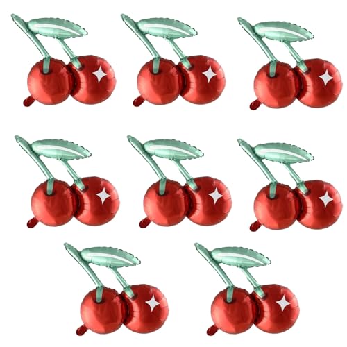 20 Inch Cherry Foil Balloons - 8 Pack for Summer Parties