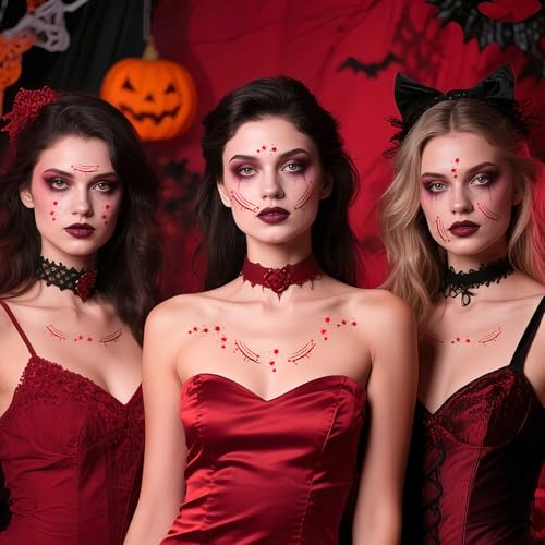 SARATA Halloween Wound Simulation Face Tattoo Stickers - 6 Sheets Realistic Scars and Cuts