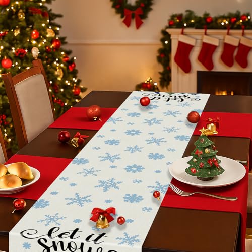 13 x 90 Inch Christmas Gnome Table Runner - Winter Seasonal Kitchen Decor