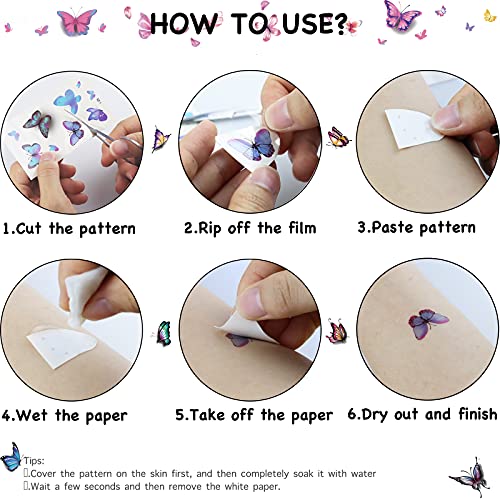 Black Butterfly Flower Temporary Tattoos 30 Sheets 3D Waterproof Body Art