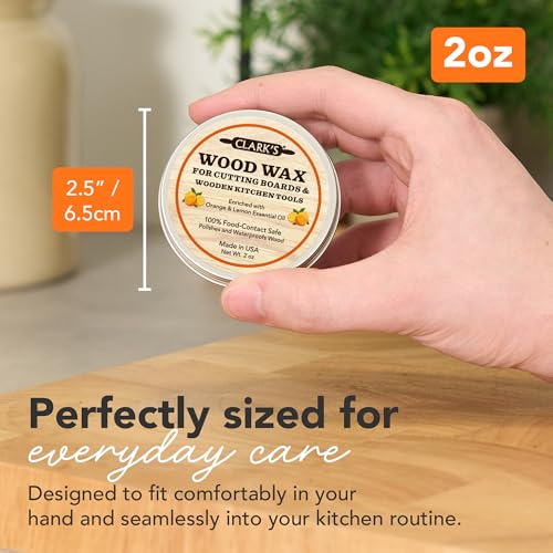 CLARK'S Wood Butter Cutting Board Wax - Food Safe 6 oz Citrus Scent