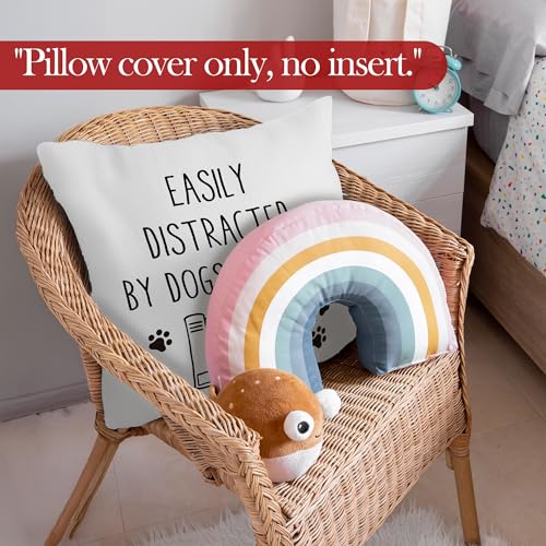 Funny Dog Book Throw Pillow Cover - 18x18 Decorative Cushion