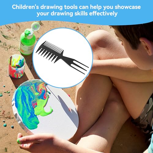 Cyrank 3-in-1 Water Marbling Painting Comb Fish Tail Art Tool for Kids