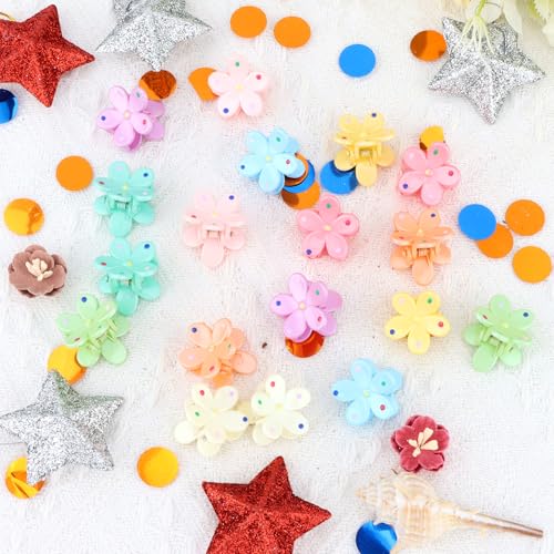 TODDER 18 Pack Small Flower Hair Clips Mini Claw Clips for Kids Women
