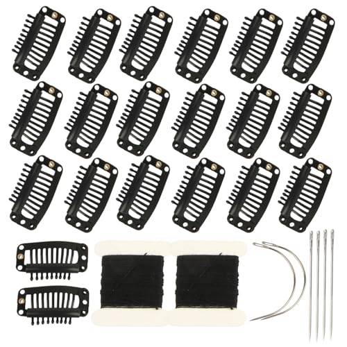 Hair Extension Clips & Wig Making Set with Needles and Thread