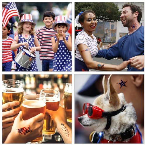 Patriotic Temporary Tattoos - American Flag 4th of July Face Stickers