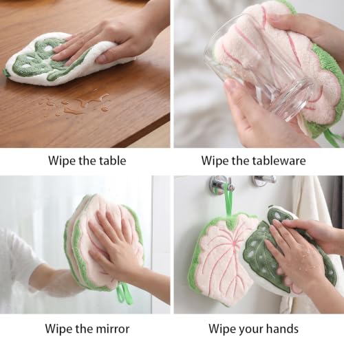 Adorable 2-Piece Coral Fleece Hand Towel Set - Monstera & Flower Design