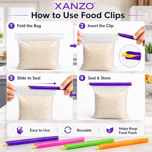 Xanzo Heavy Duty Chip Clips - 12 Durable Airtight Food Bag Closers