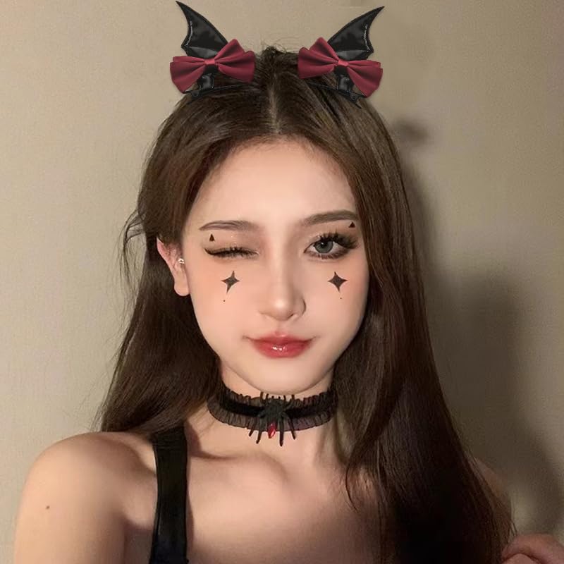 Sisadodo Halloween Bat Bow Hair Clips - 2 Pack Goth Hair Accessories