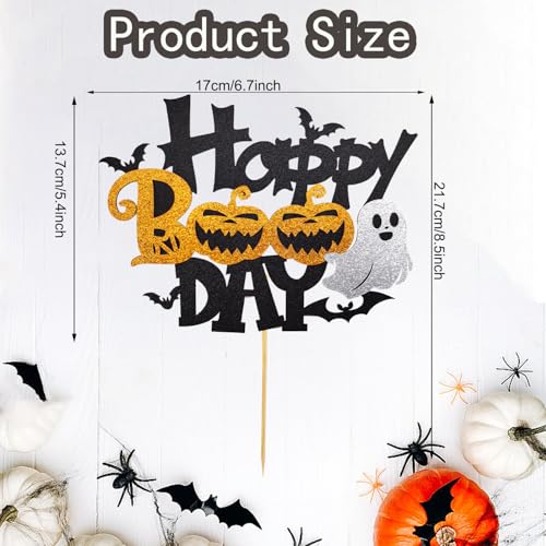 Black Glitter Happy Halloween Cake Topper Witch Pumpkin Ghost Party Decor