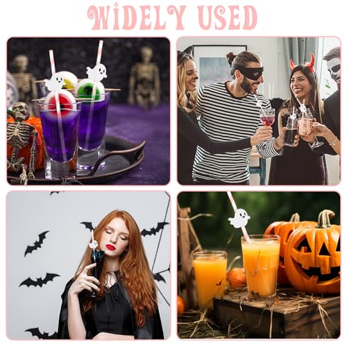 24 Pink Halloween Straws - Eco-Friendly Party Decor