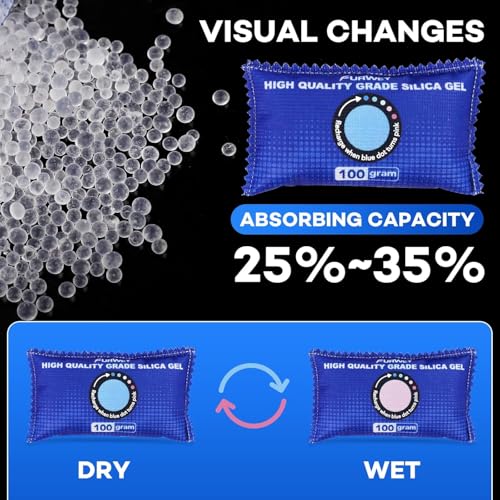 FURWEY Rechargeable Desiccant Packs 2 Pack - 100g Blue