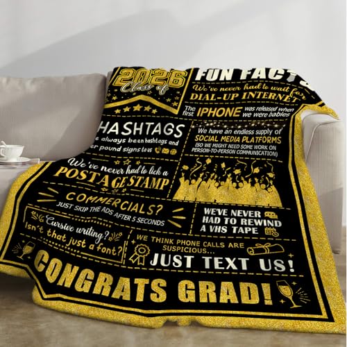 Class of 2026 Graduation Blanket 60x50 Inches - Personalized Commencement Gift for Her & Him