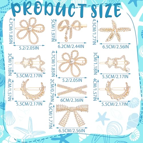 XunYee 10 Pcs Rhinestone Butterfly Flower Hair Clips Metal Barrettes
