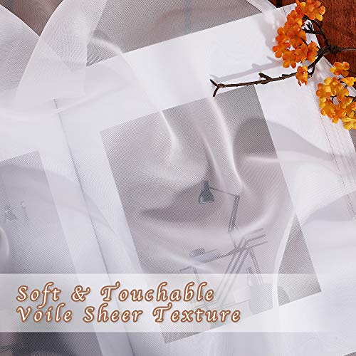 NICETOWN 84-inch Sheer Curtains - Ivory Voile Grommet Drapes, 70"W x 84"L