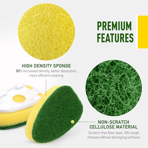 Yellow Dishwand Refills 3-Pack for Scotch-Brite & Helime Handles - Non-Scratch Sponge