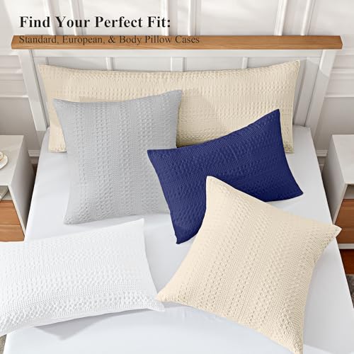 Mosluna Light Gray Waffle Pillow Shams Set of 2, 20x26 in.