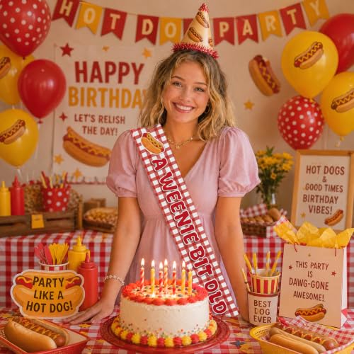 Hot Dog Birthday Sash - Fun BBQ Party Decoration