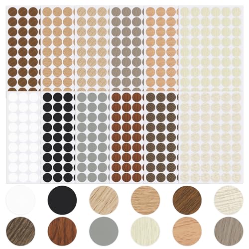 648PCS Self-Adhesive Screw Hole Cover Stickers - 12 Colors, 21mm PVC Caps for Furniture Repair